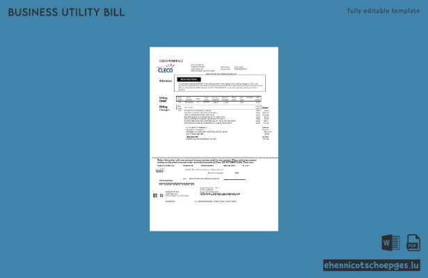USA Louisiana Cleco Power Beispielrechnung für Stromkunden (Vorschau)